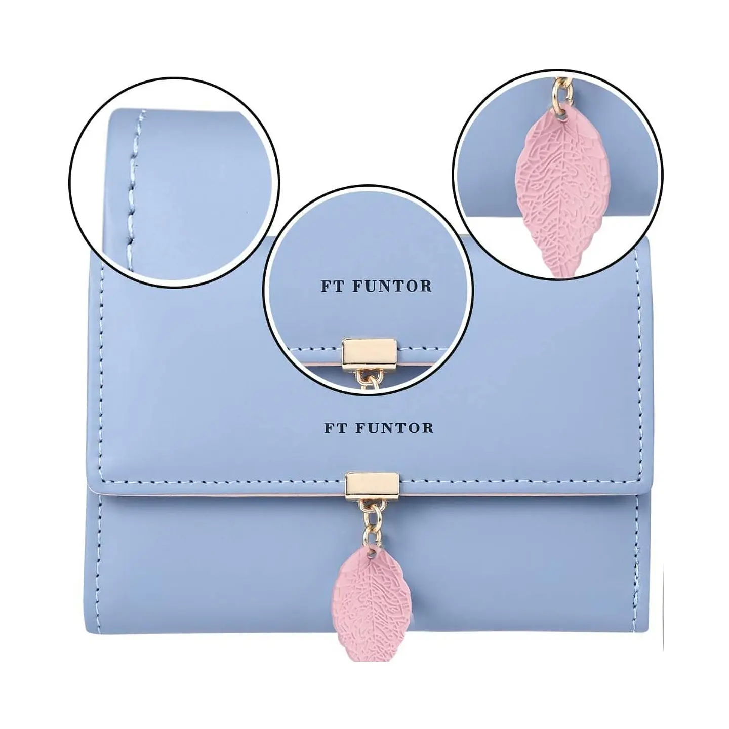 Billetera FT FUNTOR RFID con Hoja - Colores Pastel 15