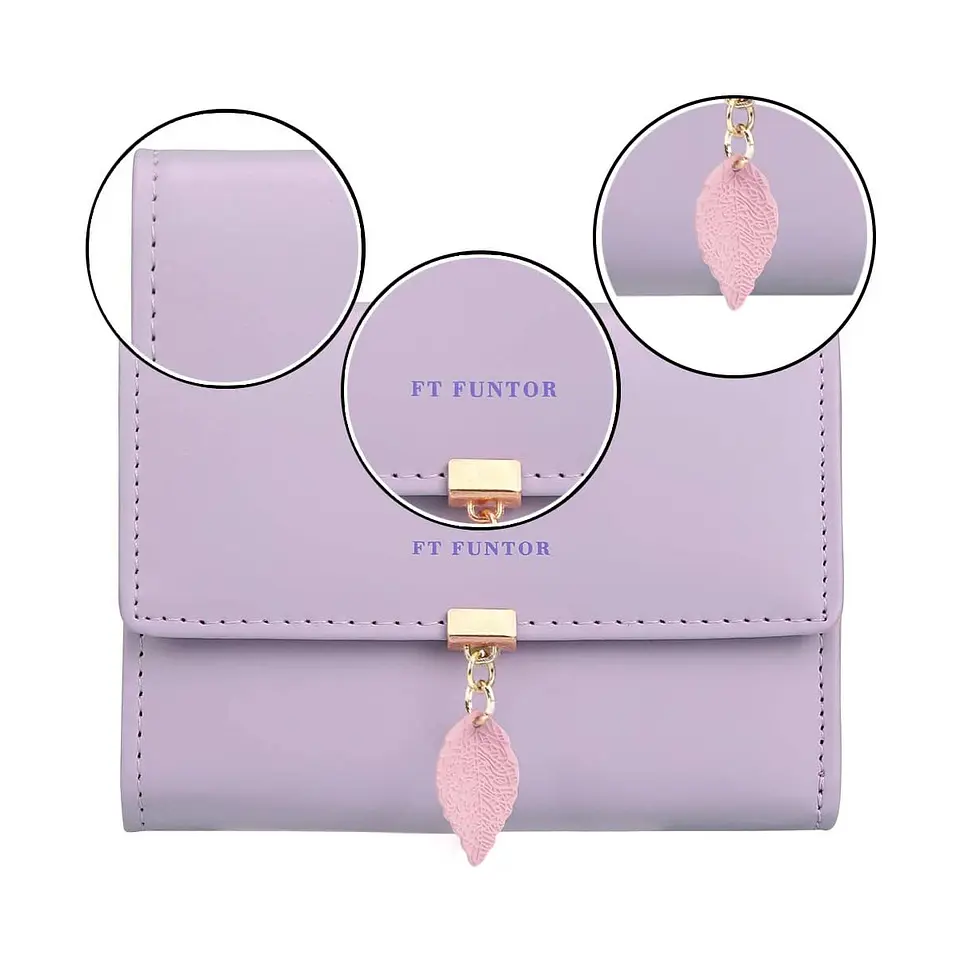 Billetera FT FUNTOR RFID con Hoja - Colores Pastel 23