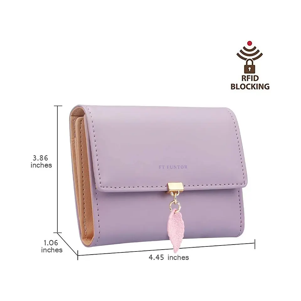 Billetera FT FUNTOR RFID con Hoja - Colores Pastel 24