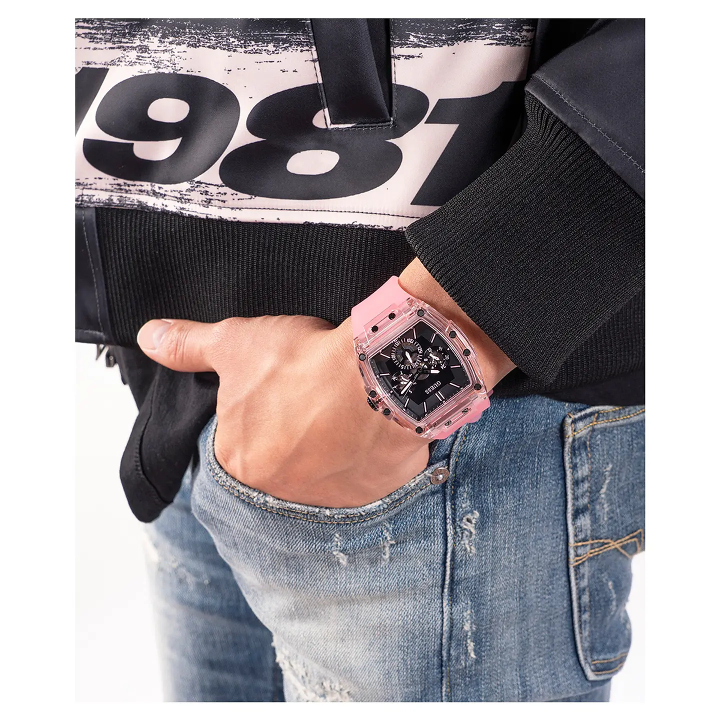 Reloj GUESS GW0203G11 Rosa con Esfera Negra 2