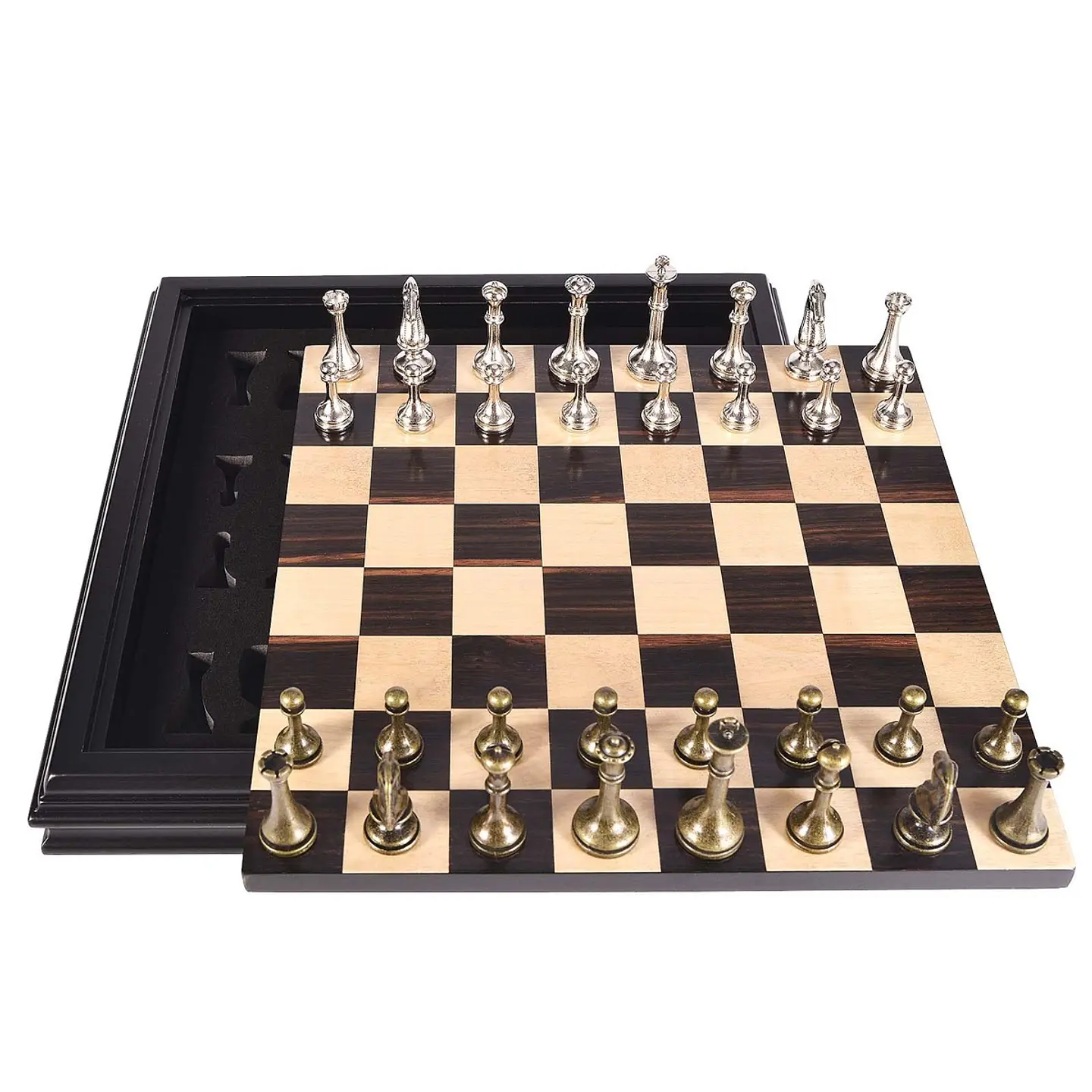 Juego de Ajedrez AMEROUS 19192 de Madera con Piezas de Metal 4