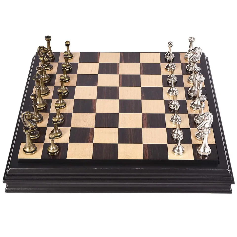 Juego de Ajedrez AMEROUS 19192 de Madera con Piezas de Metal 5