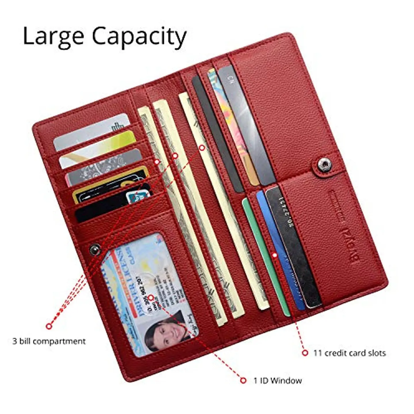 Billetera Mujer Bveyzi BE1633 de Cuero RFID - Colores Clásicos 3
