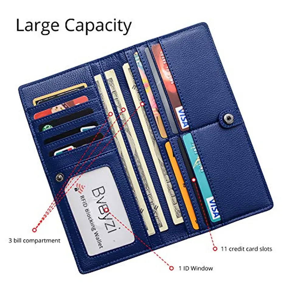 Billetera Mujer Bveyzi BE1633 de Cuero RFID - Colores Clásicos 19