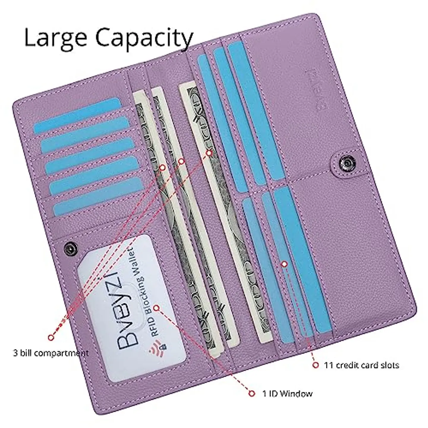 Billetera Mujer Bveyzi BE1633 de Cuero RFID - Colores Vivos 15