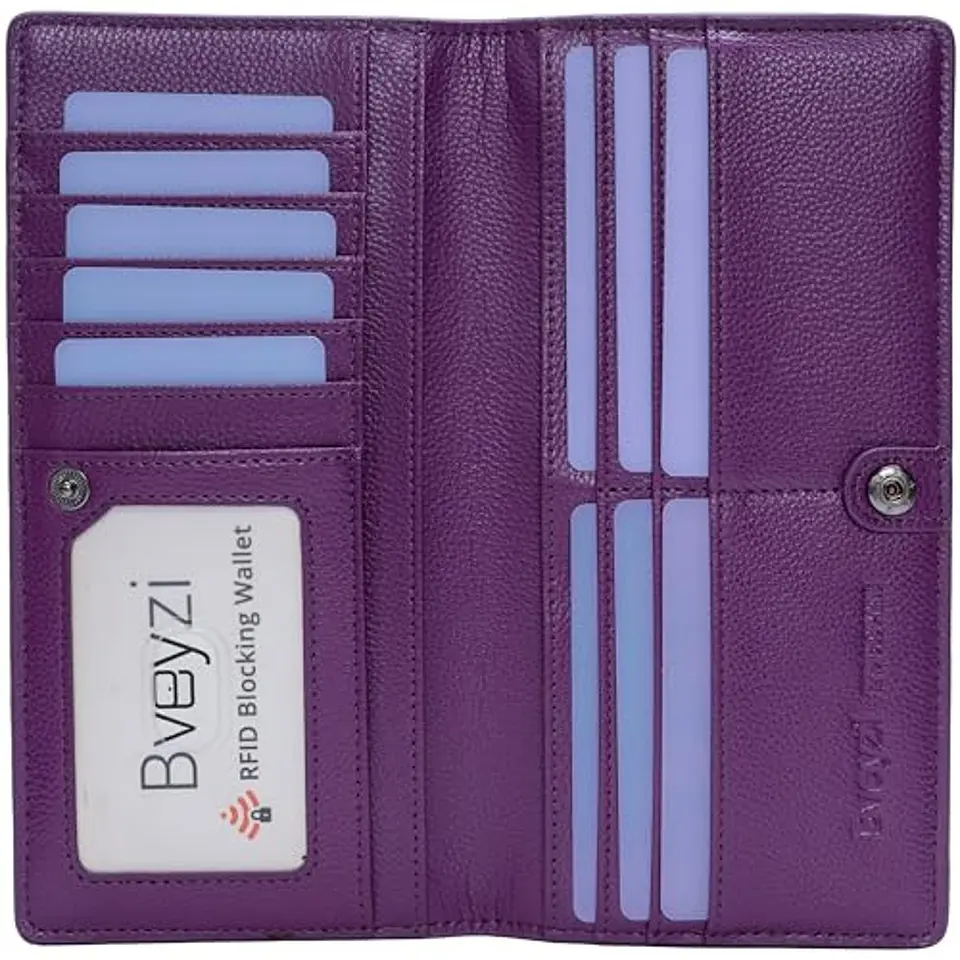 Billetera Mujer Bveyzi BE1633 de Cuero RFID - Colores Vivos 17