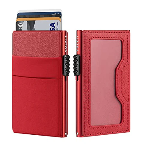 Tarjetero VULKIT VC306 Rojo RFID con Ventana para Documento
