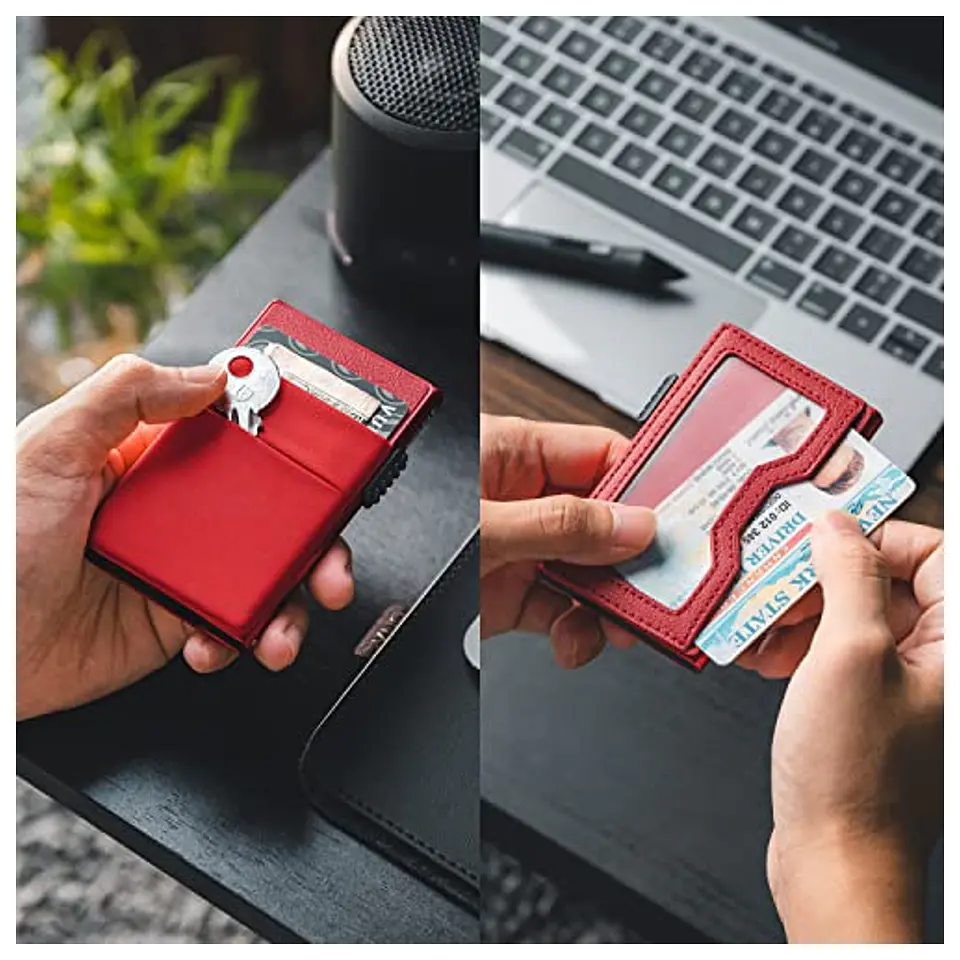 Tarjetero VULKIT VC306 Rojo RFID con Ventana para Documento 2