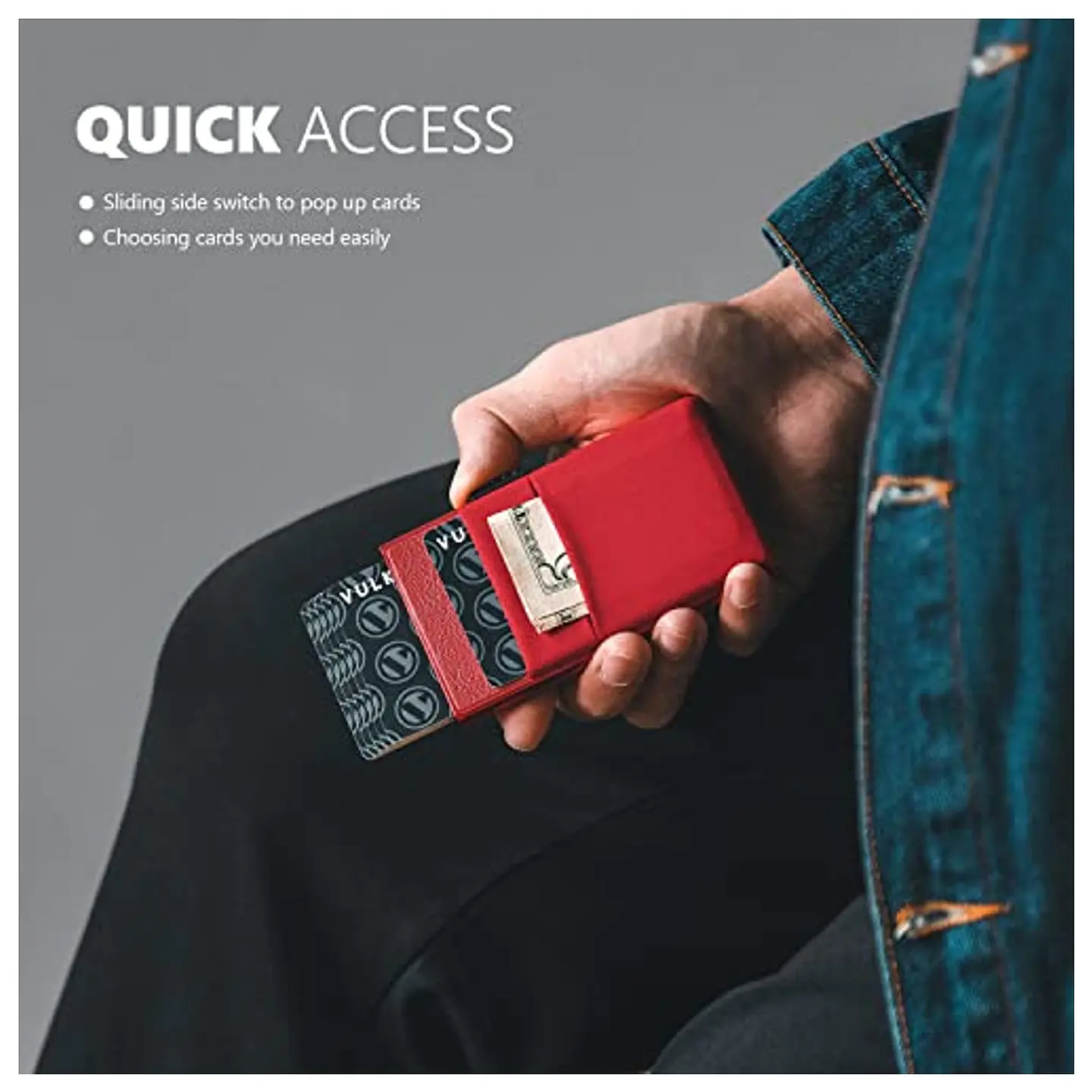 Tarjetero VULKIT VC306 Rojo RFID con Ventana para Documento 3