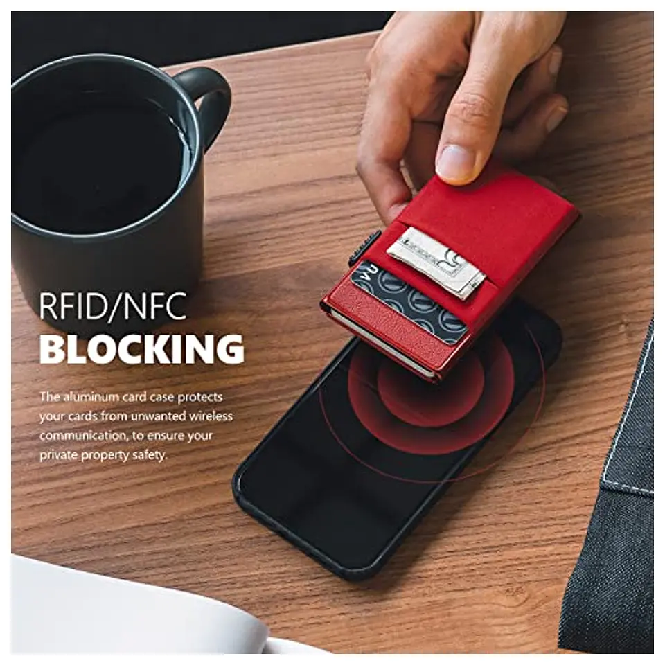 Tarjetero VULKIT VC306 Rojo RFID con Ventana para Documento 5