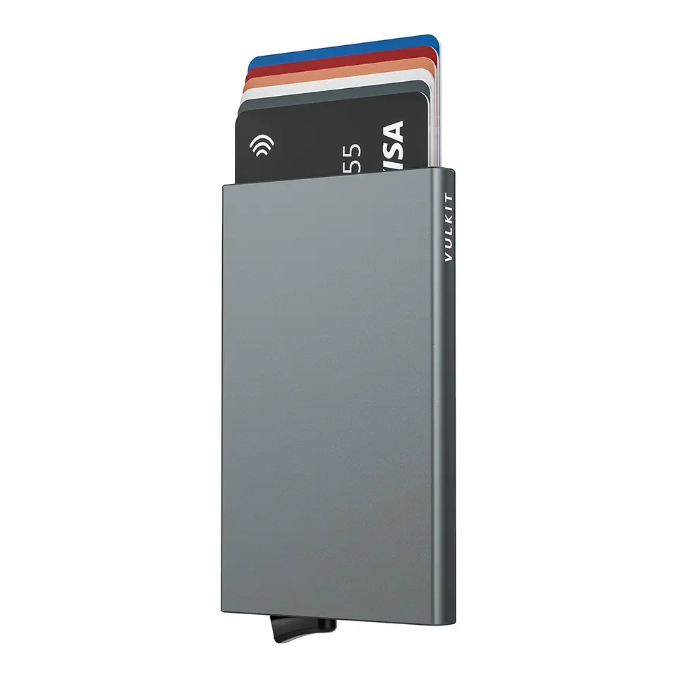 Tarjetero VULKIT VC100 de aluminio RFID con acceso rápido 11
