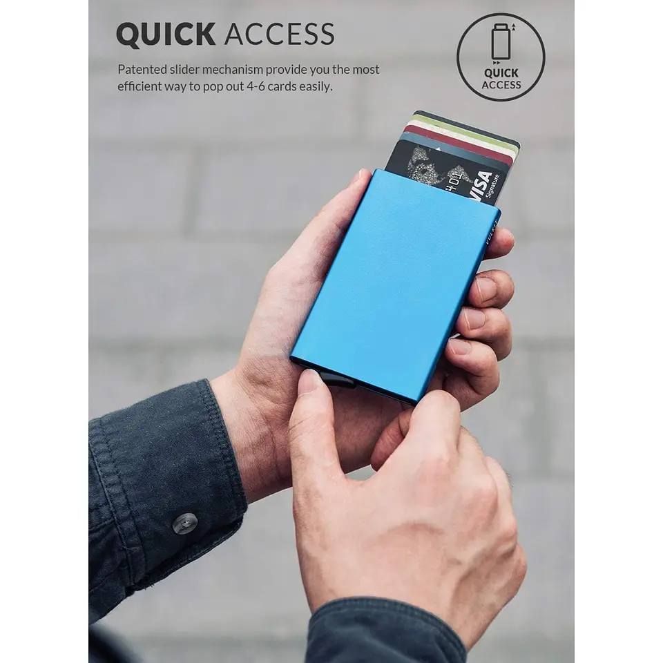 Tarjetero VULKIT VC100 de aluminio RFID con acceso rápido 12