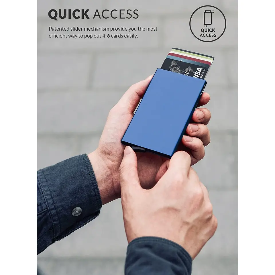 Tarjetero VULKIT VC100 de aluminio RFID con acceso rápido 13
