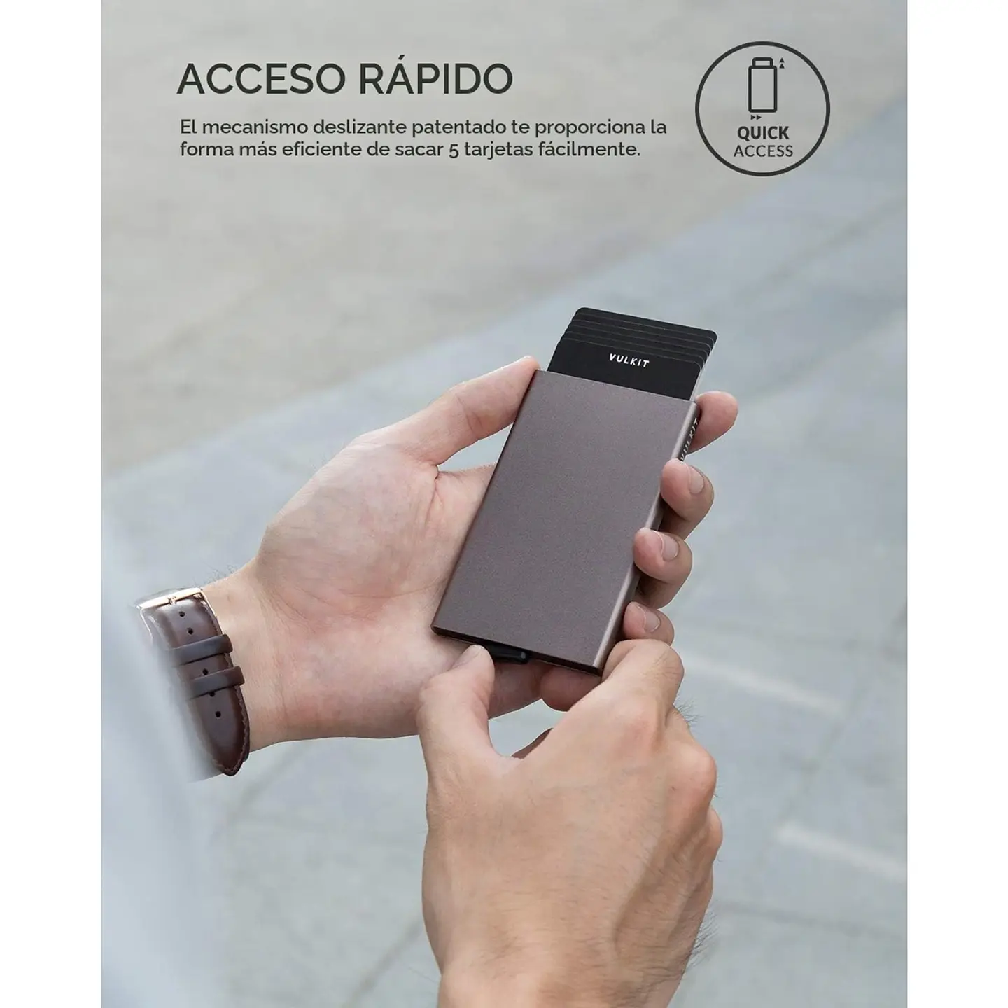 Tarjetero VULKIT VC100 de aluminio RFID con acceso rápido 14