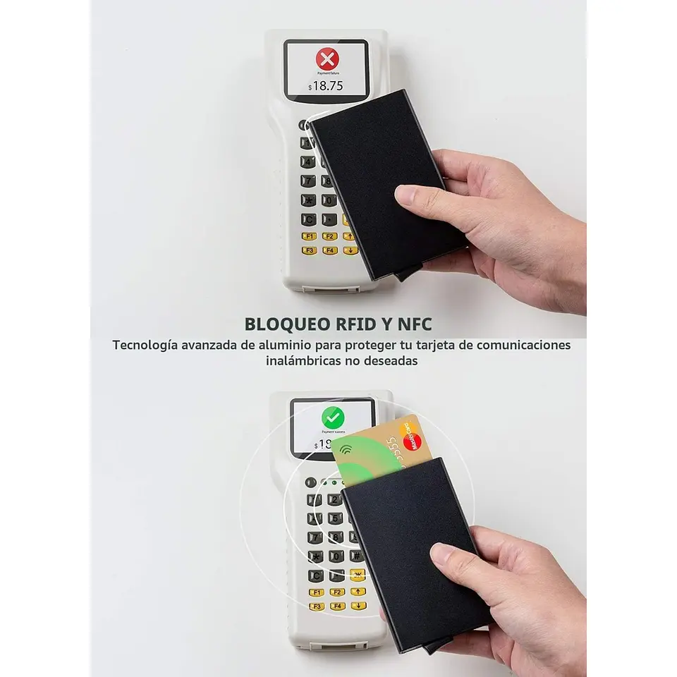 Tarjetero VULKIT VC100 de aluminio RFID con acceso rápido 15