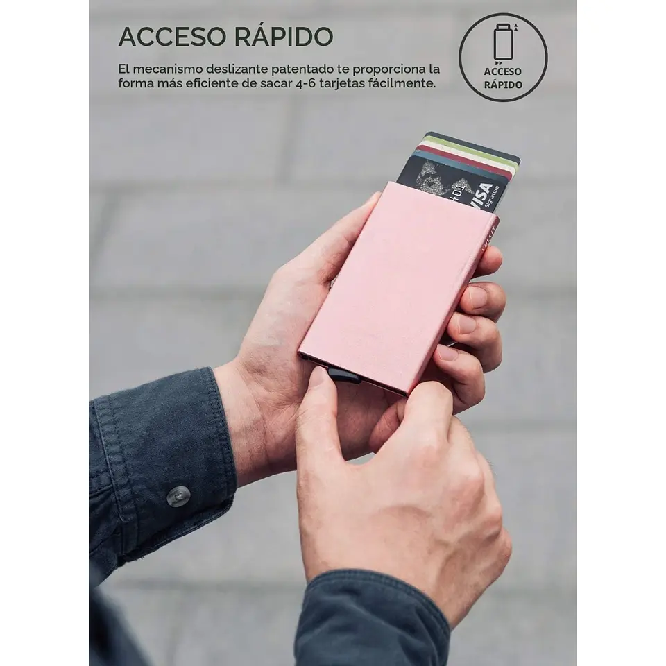 Tarjetero VULKIT VC100 de aluminio RFID con acceso rápido 17