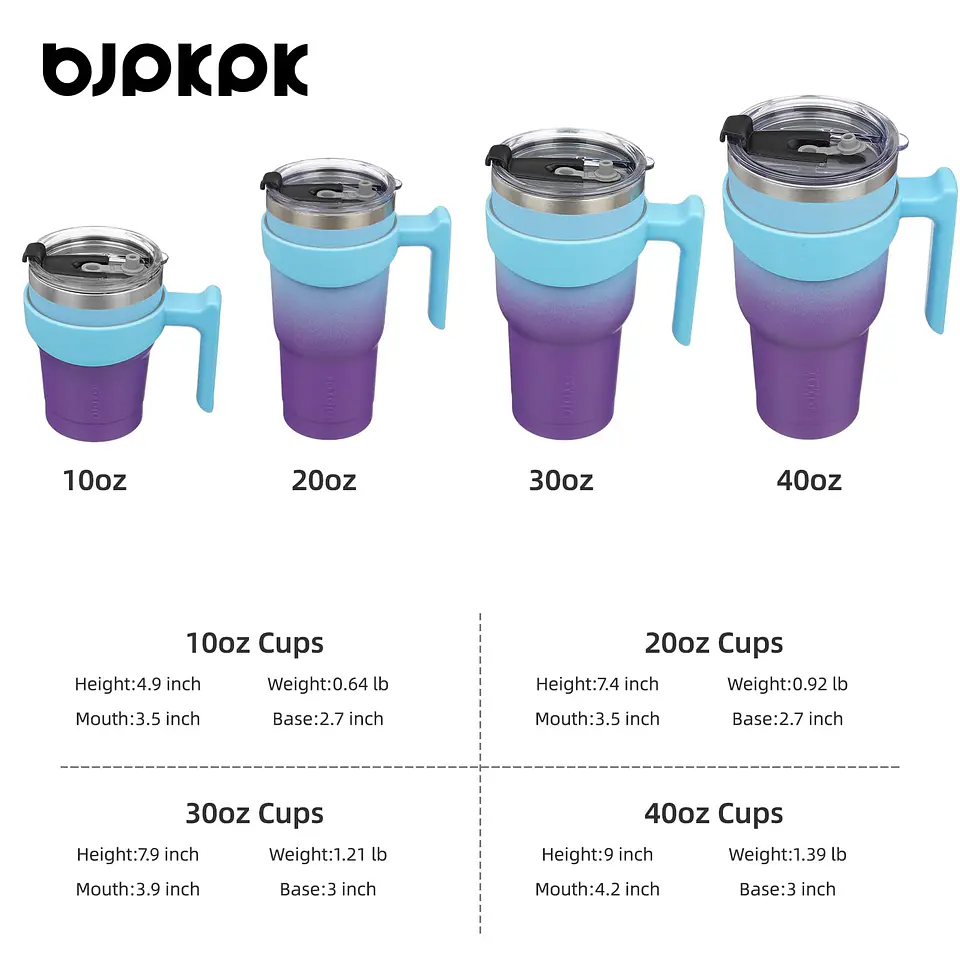 Vaso Térmico BJPKPK 20 oz con Asa Azul y Morado con Pajilla 4
