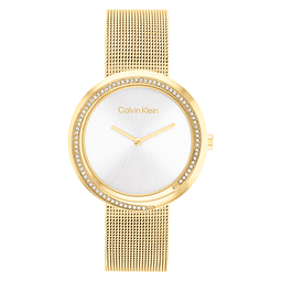 Calvin Klein Dourado Com Cristais E Bracelete Mesh