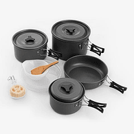 SET OLLAS CAMPING FAMILIAR 3 OLLAS + MINI COCINILLA PLATO GRANDE