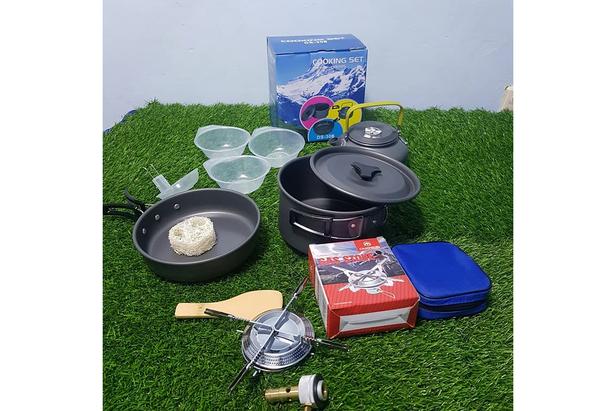 SET DE OLLAS CON TETERA MODELO  DS-308 + MINI COCINILLA PLATO GRANDE  - COPY