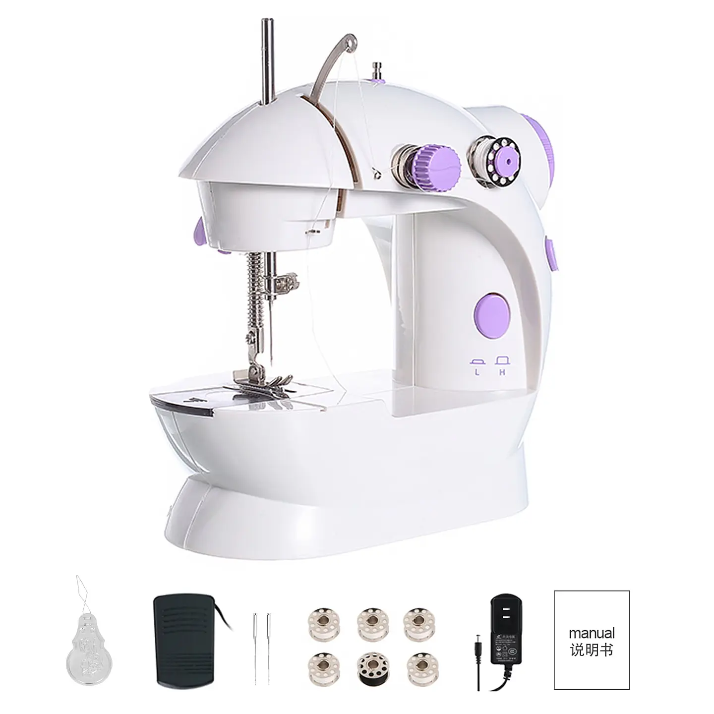 Mini Máquina de Coser Portátil SM-202A Doble Hilo 2 Velocidades con Pedal 1