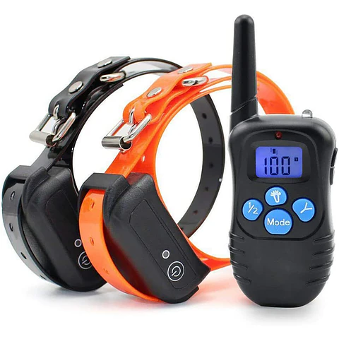Collar Adiestramiento Perro Control Remoto 300 m LCD 100 Niveles para 2 Perros