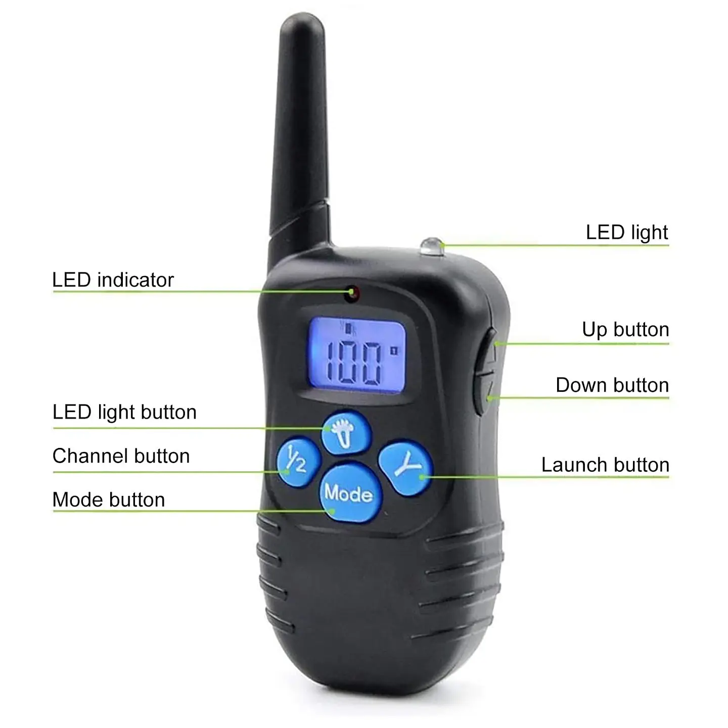 Collar Adiestramiento Perro Control Remoto 300 m LCD 100 Niveles para 2 Perros 2