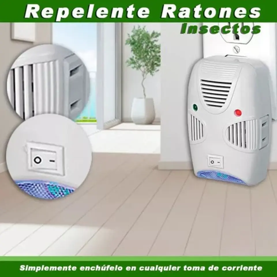 Repelente Ultrasónico de Plagas 3 en 1 Enchufable con Luz Nocturna LED 3