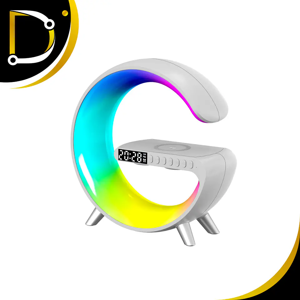 Lámpara LED RGB G63 con Parlante Bluetooth Reloj Despertador y Carga Inalámbrica 2