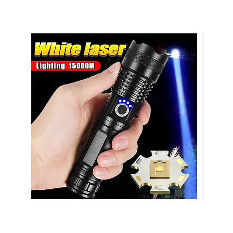 Linterna LED Táctica Recargable USB Zoom Aluminio 5 Modos