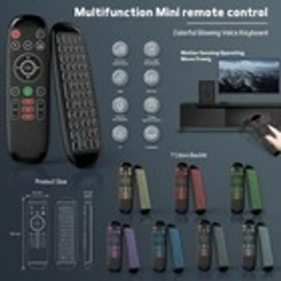 Mini Teclado Air Mouse Inalámbrico Retroiluminado 7 Colores 2.4GHz 2