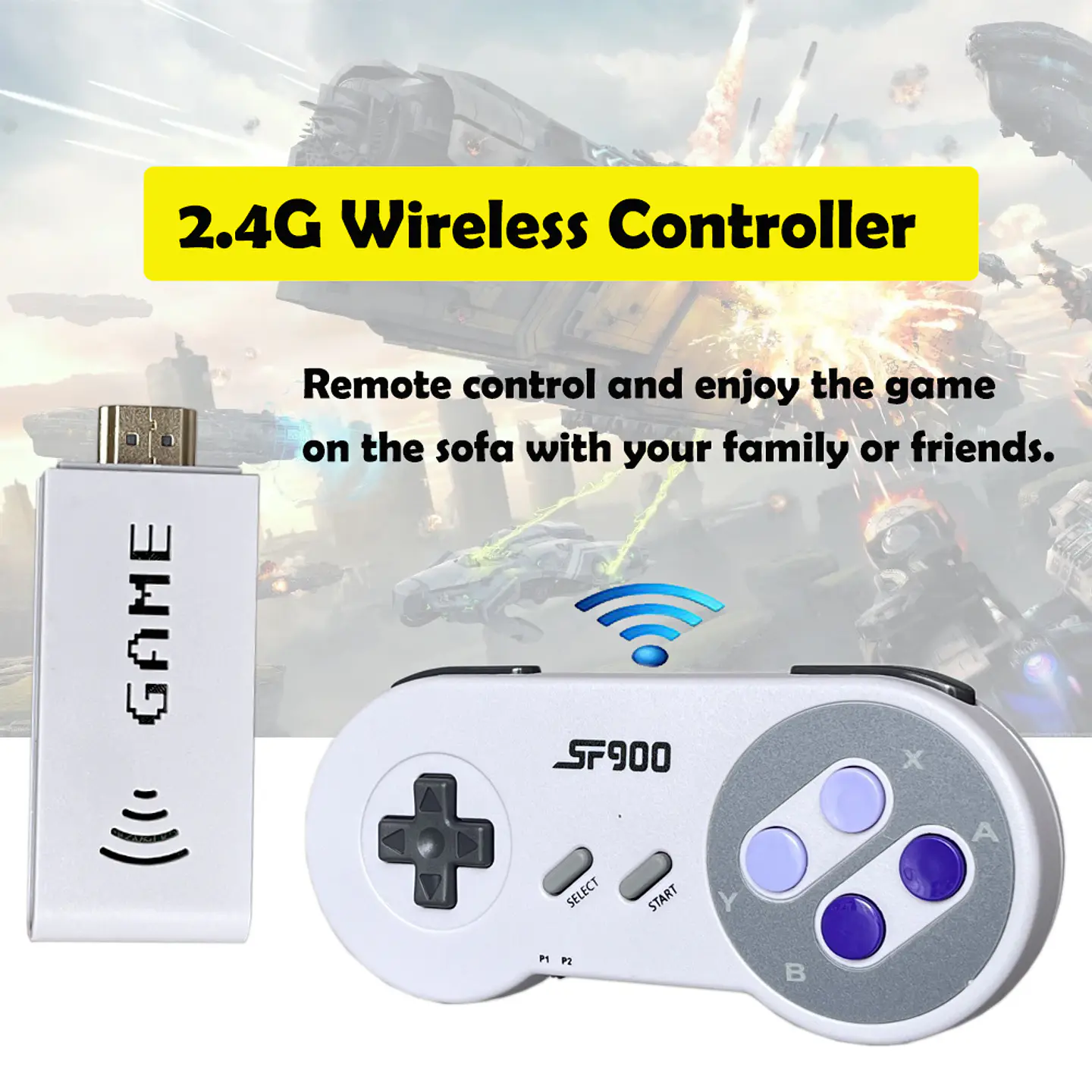 Consola Retro Inalámbrica SF900 2.4G +1500 Juegos HDMI 2 Jugadores 2