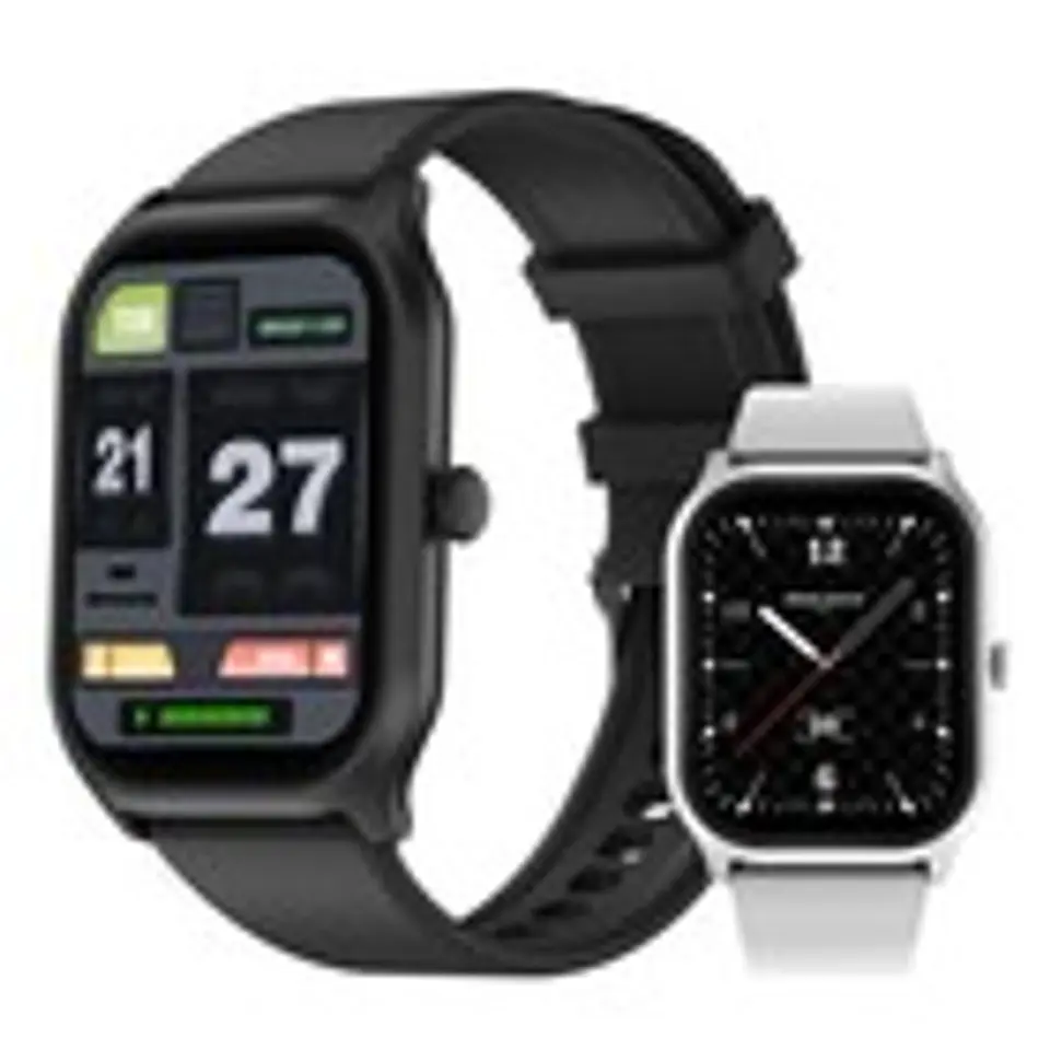 Smartwatch Pantalla Grande Deportivo Monitor Ritmo Cardíaco - Correa Silicona Negra 2