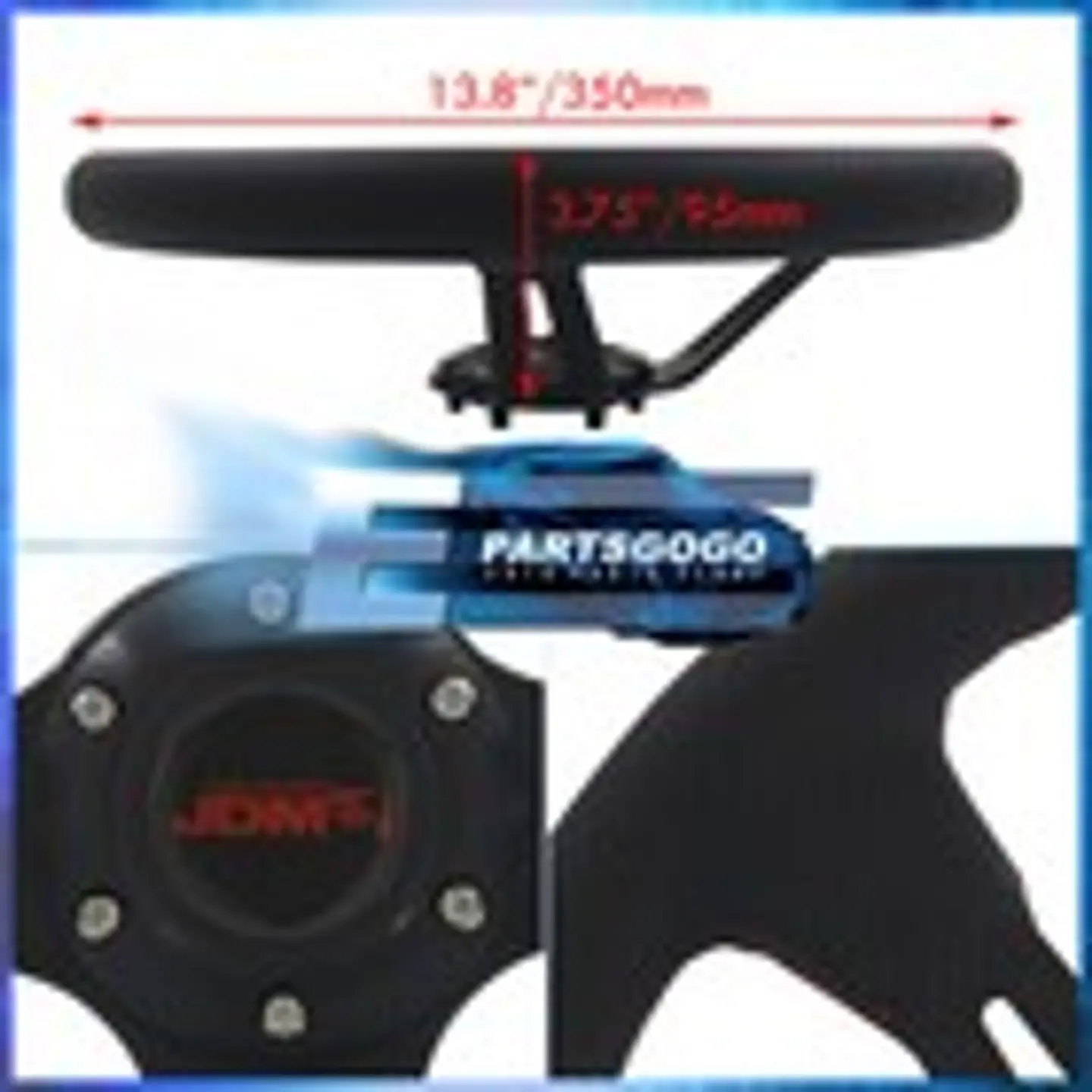 Volante Deportivo Fibra de Carbono Negro y Rojo 350mm Universal Racing con Botones de Control 2