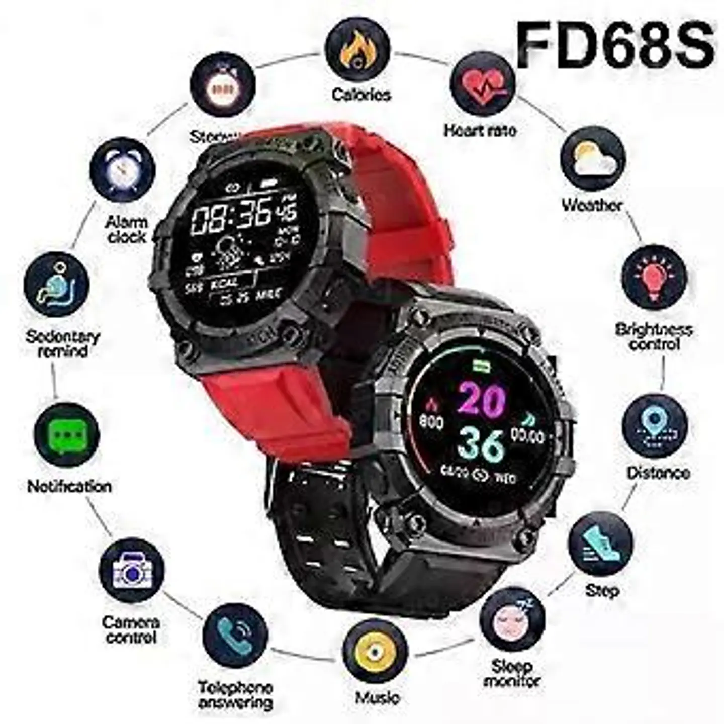 Smartwatch Deportivo FD68S Resistente al Sudor - Ritmo Cardíaco, Presión y Pasos 1