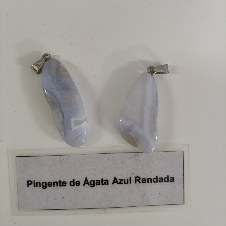 Pingente de Ágata Azul Rendada 1