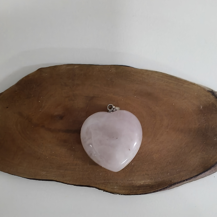 Pingente Coração de Quartzo Rosa 1