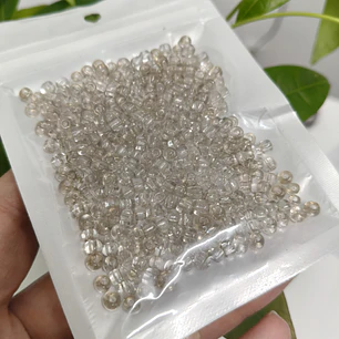 Missanga | Prateada/transparente | 4mm