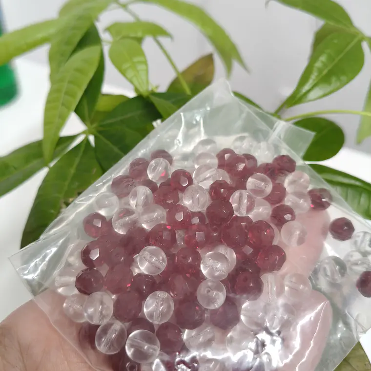 Missanga | Transparente e Vermelha| 6mm 1
