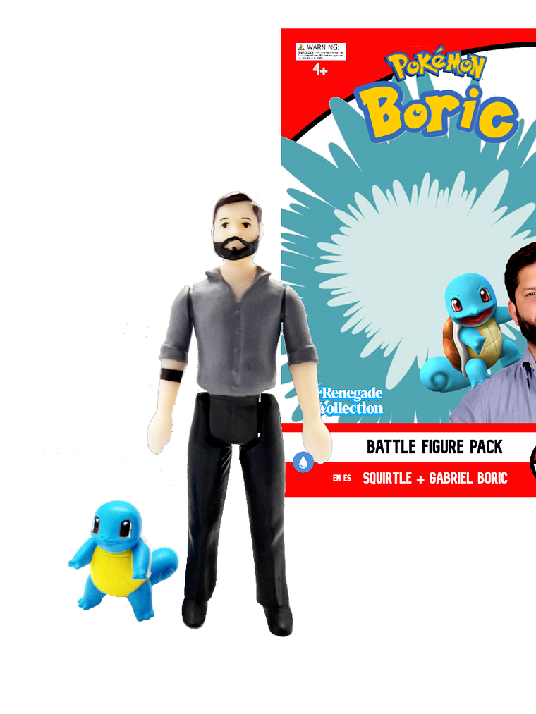 Gabriel Boric + Squirtle Battle Figure Pack estilo Retro 1