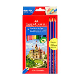 LAPIZ COLORES 12u + 3 LAPIZ GRAFITO FABER CASTELL 15 PCS 