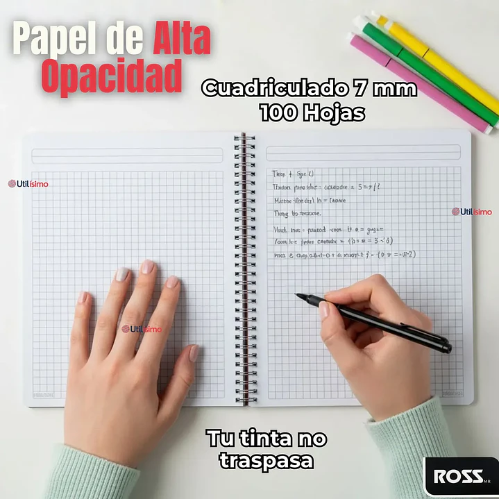 CUADERNO UNIV. 7mms. 100 Hjs.  T/SEMI-DURA DISEÑOS ROSS 3