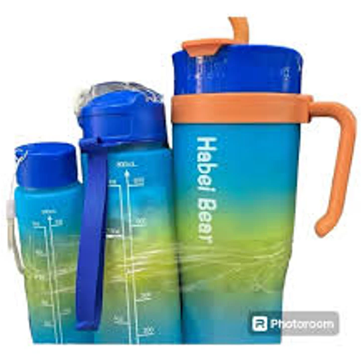 PACK 3 BOTELLAS AGUA 1200+750+300ml CON ASA COLORES 2