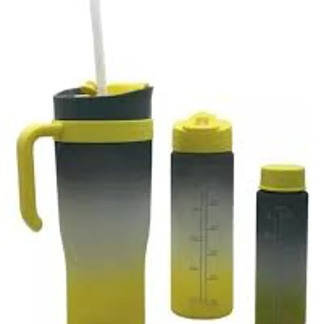 PACK 3 BOTELLAS AGUA 1200+750+300ml CON ASA COLORES 3
