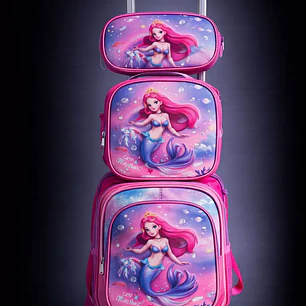 MOCHILA CARRO C/ DISEÑO Y LUZ  LED+LONCHERA+ESTUCHE