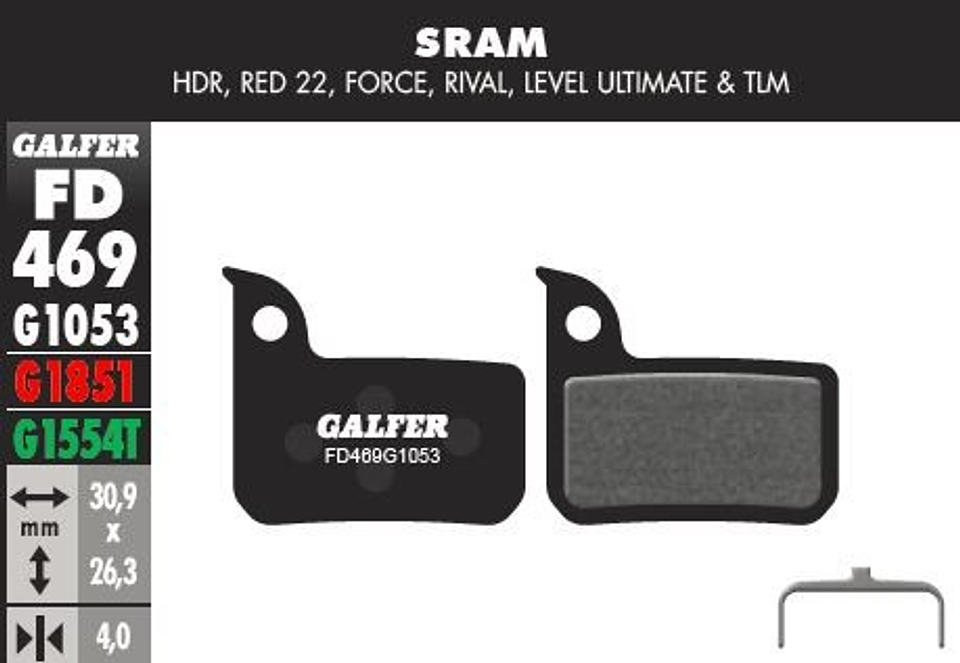 GALFER PASTILLAS PARA FRENOS SRAM LEVEL TLM - APEX RUTA - STANDAR  1