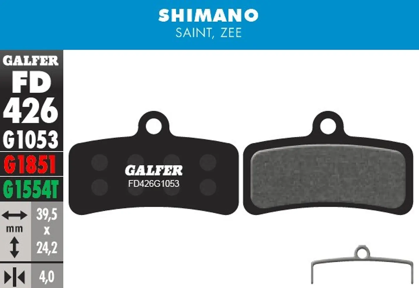 GALFER PASTILLAS PARA FRENOS SHIMANO ZEE - SAINT - DEORE 4 PISTONES  1
