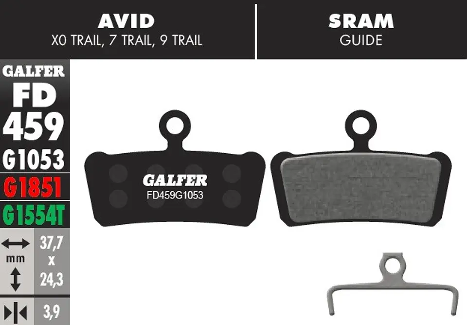 GALFER PASTILLAS PARA FRENOS SRAM GUIDE - AVID TRAIL X0, X7, X9 1
