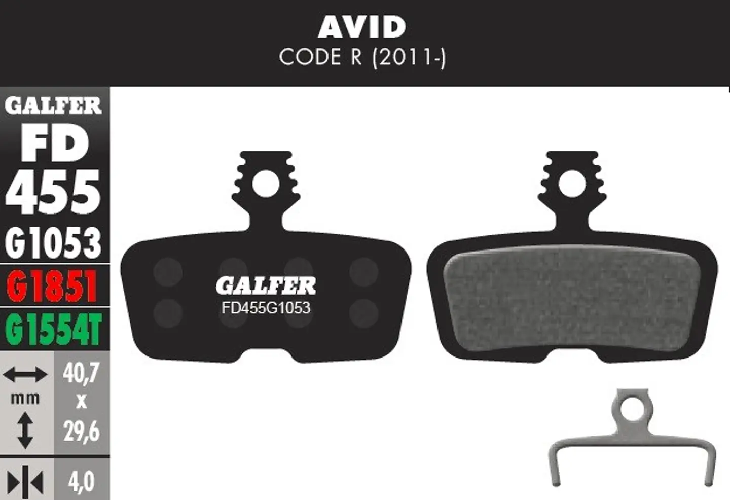 GALFER PASTILLAS PARA FRENOS AVID CODE R, RSC - SRAM GUIDE RE, DB8 1