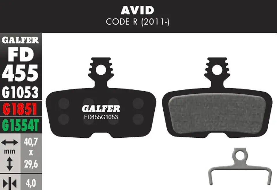 GALFER PASTILLAS PARA FRENOS AVID CODE R, RSC - SRAM GUIDE RE, DB8 1